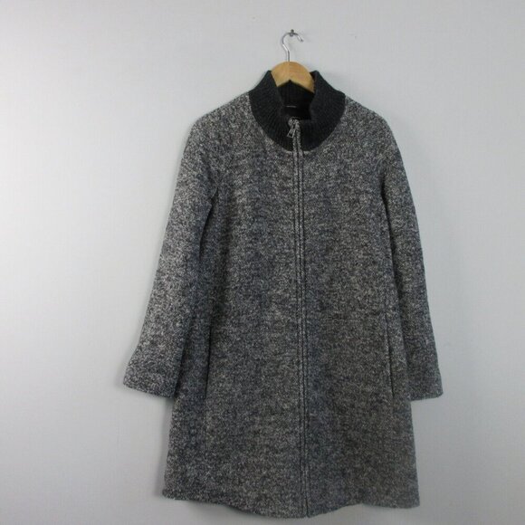 Club Monaco Zip Up Coat Jacket Women M Grey Italian Wool Alpaca Long Casual 1066 - Picture 1 of 14